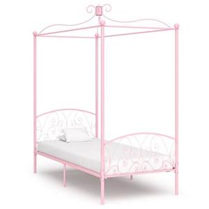 vidaXL Himmelbett-Gestell Rosa Metall 100 x 200 cm 