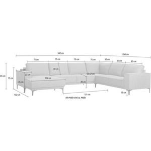 Places of Style Wohnlandschaft "OLAND XXL 342 cm, U-Form,", im zeitlosem Design und hochwertiger Verabeitung