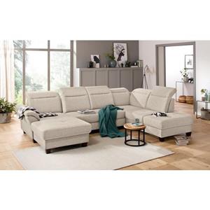Premium collection by Home affaire Wohnlandschaft »Solvei«, incl. Sitztiefenverstellung und Federkern, wahlweise Kopfteilverstellung und Bettfunktion, Kontrastnaht