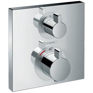 Hansgrohe Ecostat Regendoucheset Inbouw Plafonduitloop met Handdouche en Hoofddouche 20cm Thermostaat Vierkant Chroom