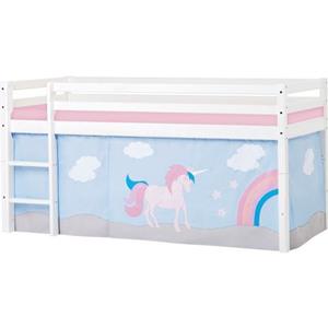 Hoppekids Hochbett Einhorn mit Vorhang & Matratze 2 Größen umbaubar