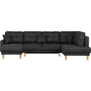 Home affaire Zithoek Triplo met stiksels, ook met slaapfunctie en bedkist, incl. 3 sierkussens (3-delig)