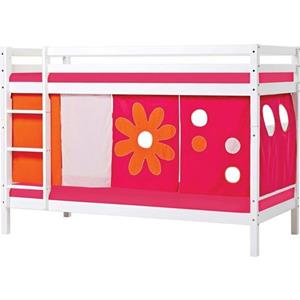 Hoppekids Etagenbett "ECO Dream", 90x200 weiß massiv m. Matratze & Vorhang