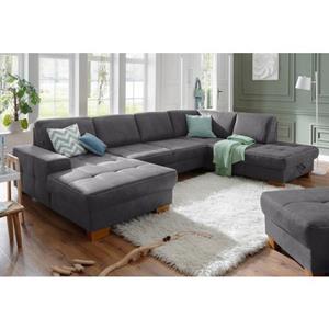 Home affaire Zithoek Puccini U-vorm met binnenvering, zitdiepteverstelling, contrastnaad