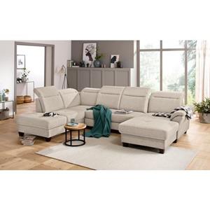Premium collection by Home affaire Wohnlandschaft »Solvei«, incl. Sitztiefenverstellung und Federkern, wahlweise Kopfteilverstellung und Bettfunktion, Kontrastnaht