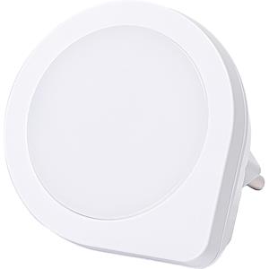 BES LED Stekkerlamp - Nachtlamp met Dag en Nacht Sensor - Aigi Uvio - 0.2W - Warm Wit 3000K - Rond - Mat Wit - Kunststof