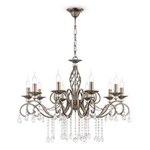 Maytoni kroonluchter Grace antiek messing metaal/glas 10-lamps.