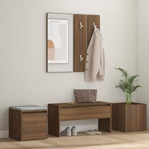 vidaXL Garderobe set bewerkt hout bruin eikenkleur