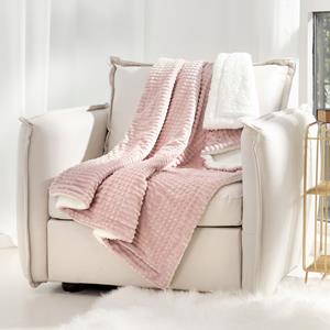 Cosy Bliss Ridgeline Sherpa Fleece Deken - Oud roze