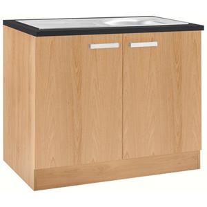 OPTIFIT Spülenschrank "Odense", 100 cm breit, mit 2 Türen, inkl. Einbauspüle aus Edelstahl