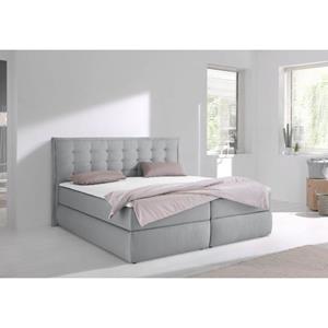 INOSIGN Boxspringbett "Sagres", Kopfteil mit 2farbiger Flatterbiese und zweifarbigen Knöpfen inkl. Kaltschaumtopper, in vielen Ausführungen und 2 Farben