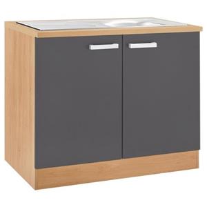 OPTIFIT Spülenschrank "Odense", 100 cm breit, mit 2 Türen, inkl. Einbauspüle aus Edelstahl