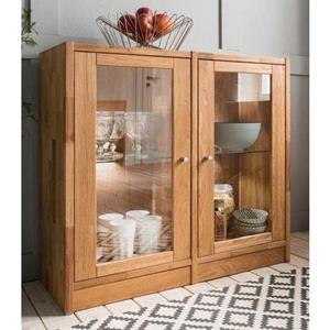 Premium collection by Home affaire Standvitrine "Ecko", aus schönem massivem Wildeichenholz, Breite 92 cm