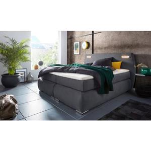 INOSIGN Boxspringbett "Black & White", incl. LED Beleuchtung, bis zu 3 Härtegrade, Obermatratze bei 140 cm einteilig