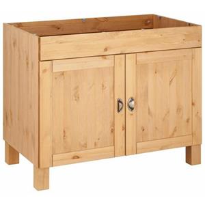 Home affaire Gootsteenkast Oslo 100 cm breed, inclusief inbouwspoelbak van edelstaal, zonder werkblad, van massief grenen, metalen grepen