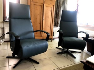 ShopX Leren relaxfauteuil idol, blauw leer, blauwe stoel
