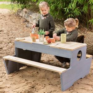 MUDDY BUDDY Garten-Kindersitzgruppe "Creator", Outdoor Spieltisch, natur - wolkengrau