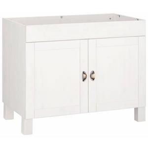 Home affaire Gootsteenkast Oslo 100 cm breed, inclusief inbouwspoelbak van edelstaal, zonder werkblad, van massief grenen, metalen grepen