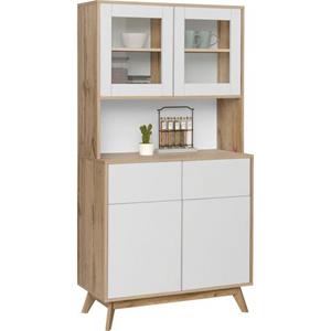 Home affaire Buffet "Skandi", Breite 84 cm, mit Glas-und Holztüren, mit Push-to-open Funktion