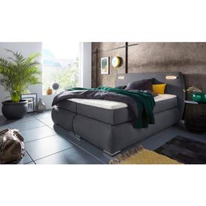 INOSIGN Boxspringbett "Black & White", incl. LED Beleuchtung, bis zu 3 Härtegrade, Obermatratze bei 140 cm einteilig