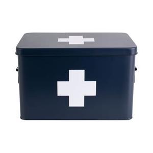 Medicine storage box large metal matt dark blue