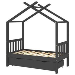 VidaXL Kinderbedframe met lade grenenhout donkergrijs 70x140 cm