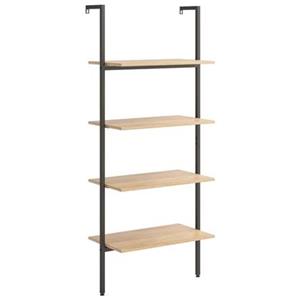 VidaXL Ladderrek met 4 schappen 64x35x152,5 cm lichtbruin en zwart