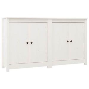 VidaXL 2 st Dressoirs 70x35x80 cm massief grenenhout wit