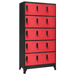 VidaXL Lockerkast 90x40x180 cm staal antracietkleurig en rood