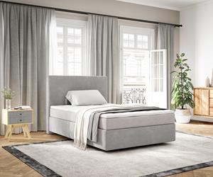 DELIFE Boxspringbett Dream-Well 120x200 cm Cord Silbergrau mit Taschenfederkernmatratze und Topper Visco