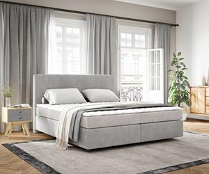 DELIFE Boxspringbett Dream-Well 180x200 cm Cord Silbergrau mit Matratze und Topper