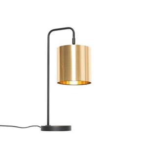 QAZQA Moderne Tischlampe Schwarz mit Gold - Lofty