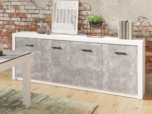 Mobistoxx Dressoir GENJI 4 deuren beton/wit