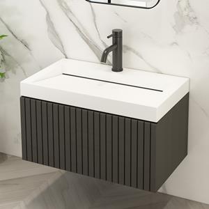 Fontana Houston zwart badkamermeubel 80cm ribbelfront 1 kraangat