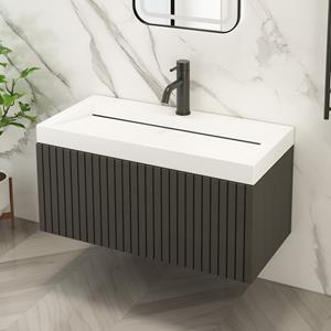 Fontana Houston zwart badkamermeubel 100cm ribbelfront 1 kraangat