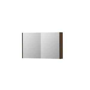INK SPK1 Spiegelkast - 100x14x60cm - 2 deuren - dubbelzijdige Spiegel - schakelaar en stopcontact - MDF Fineer Chocolate 1110673