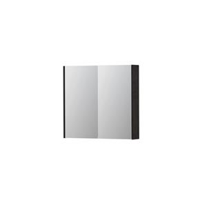 INK SPK2 Spiegelkast - 80x14x74cm - 2 deuren - dubbelzijdige Spiegel - schakelaar en stopcontact - MFC Houtskool eiken 1105215