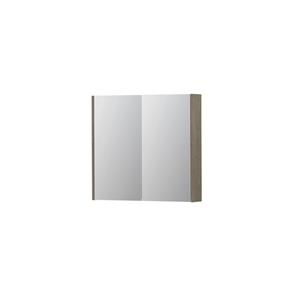 INK SPK2 Spiegelkast - 80x14x74cm - 2 deuren - dubbelzijdige Spiegel - schakelaar en stopcontact - MFC Greige eiken 1105216