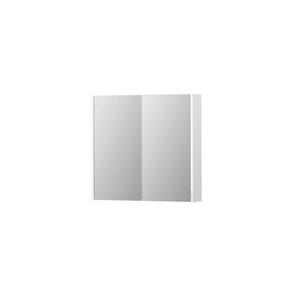 INK SPK2 Spiegelkast - 80x14x74cm - 2 deuren - dubbelzijdige Spiegel - schakelaar en stopcontact - MDF lak wit hoogglans 1105206