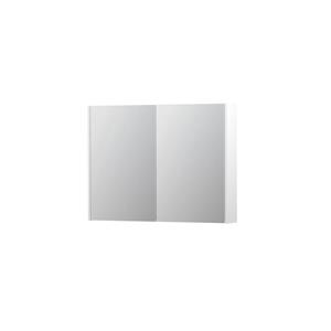 INK SPK2 Spiegelkast - 100x14x74cm - 2 deuren - dubbelzijdige Spiegel - schakelaar en stopcontact - MDF lak wit mat 1105301