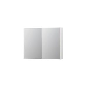 INK SPK2 Spiegelkast - 100x14x74cm - 2 deuren - dubbelzijdige Spiegel - schakelaar en stopcontact - MDF lak wit hoogglans 1105306