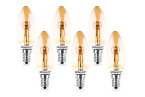 Groenovatie E14 LED Filament Kaarslamp Goud 4W Spiral Extra Warm Wit Dimbaar 6-Pack