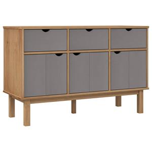 VidaXL Dressoir 114x43x73,5 Cm Massief Grenenhout Bruin En Grijs