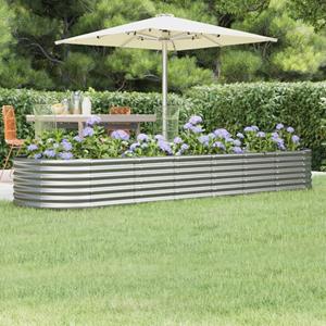 VidaXL Plantenbak 296x80x36 cm gepoedercoat staal zilverkleurig