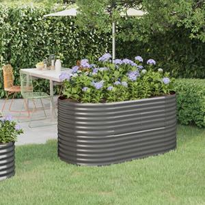 VidaXL Plantenbak 152x80x68 cm gepoedercoat staal grijs