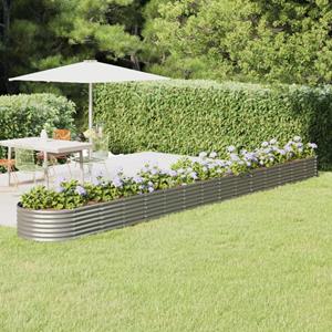 vidaxl Plantenbak 620x80x36 cm gepoedercoat staal zilverkleurig