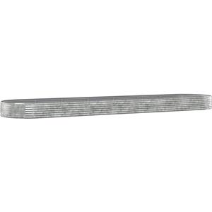 VidaXL Plantenbak 600x140x36 cm gepoedercoat staal zilverkleurig
