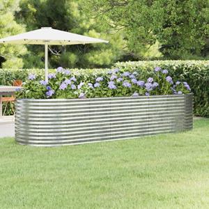 VidaXL Plantenbak 322x100x68 cm gepoedercoat staal zilverkleurig
