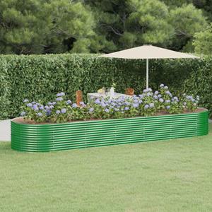 VidaXL Plantenbak 510x140x68 cm gepoedercoat staal groen