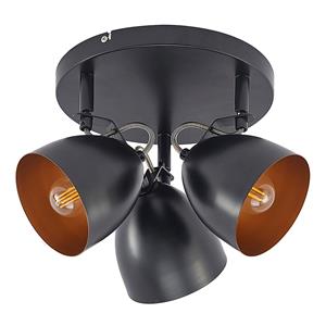 Lindby Fintja plafondlamp, zwart/goud, 3-lamps